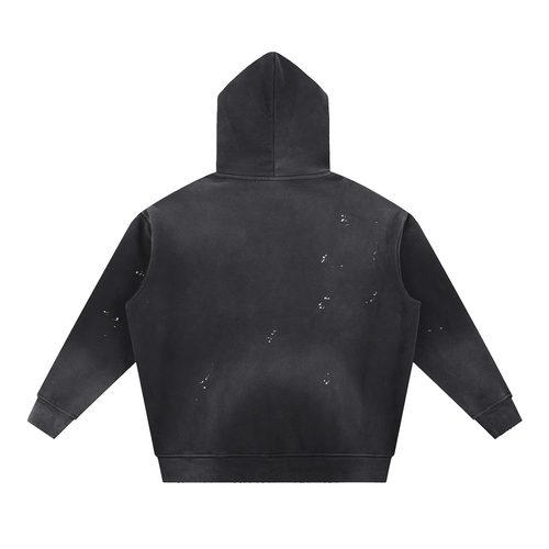 ALPHA ENERGY Washed Frayed Fleece Hoodie