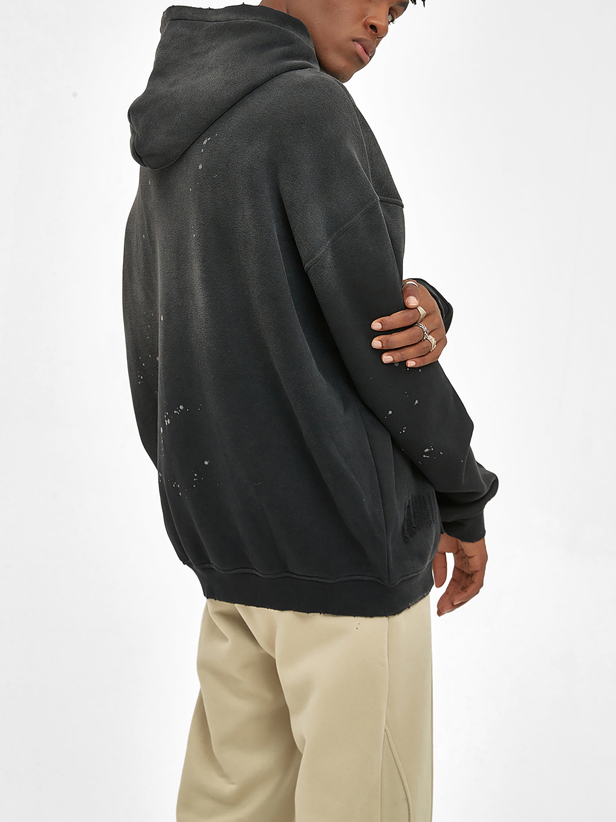 FALCON MENTALITY Washed Frayed Fleece Hoodie