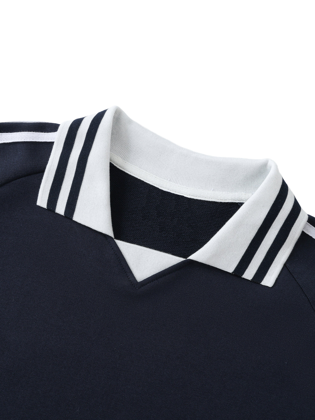 ALPHA KLASSIC Contrast Striped Lapel Collar Sweatshirt