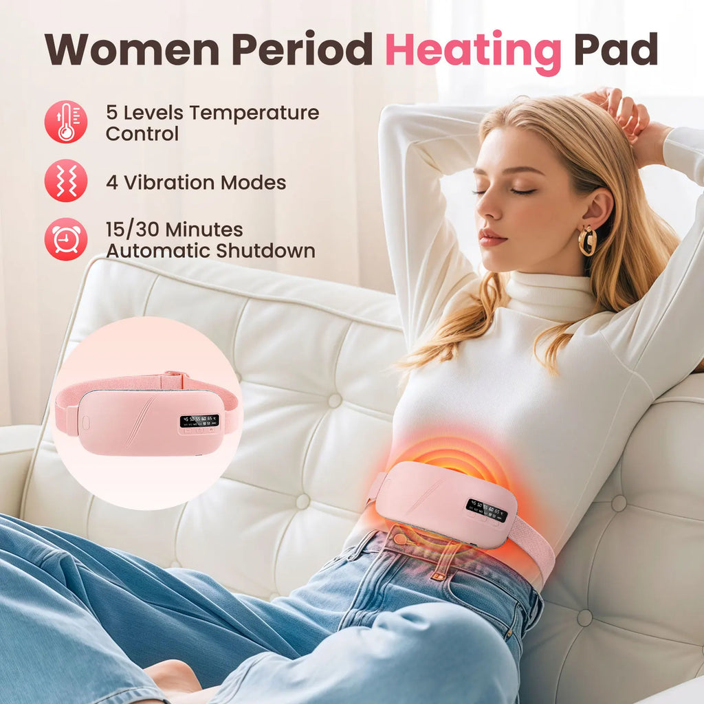 Electric Period Cramp Abdominal Massager Vibrating Heating Belt Menstrual Cramp Relief Belt Abdomen Warm Palace Vibrating Machine