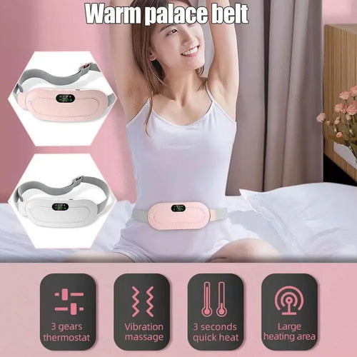 Electric Period Cramp Abdominal Massager Vibrating Heating Belt Menstrual Cramp Relief Belt Abdomen Warm Palace Vibrating Machine